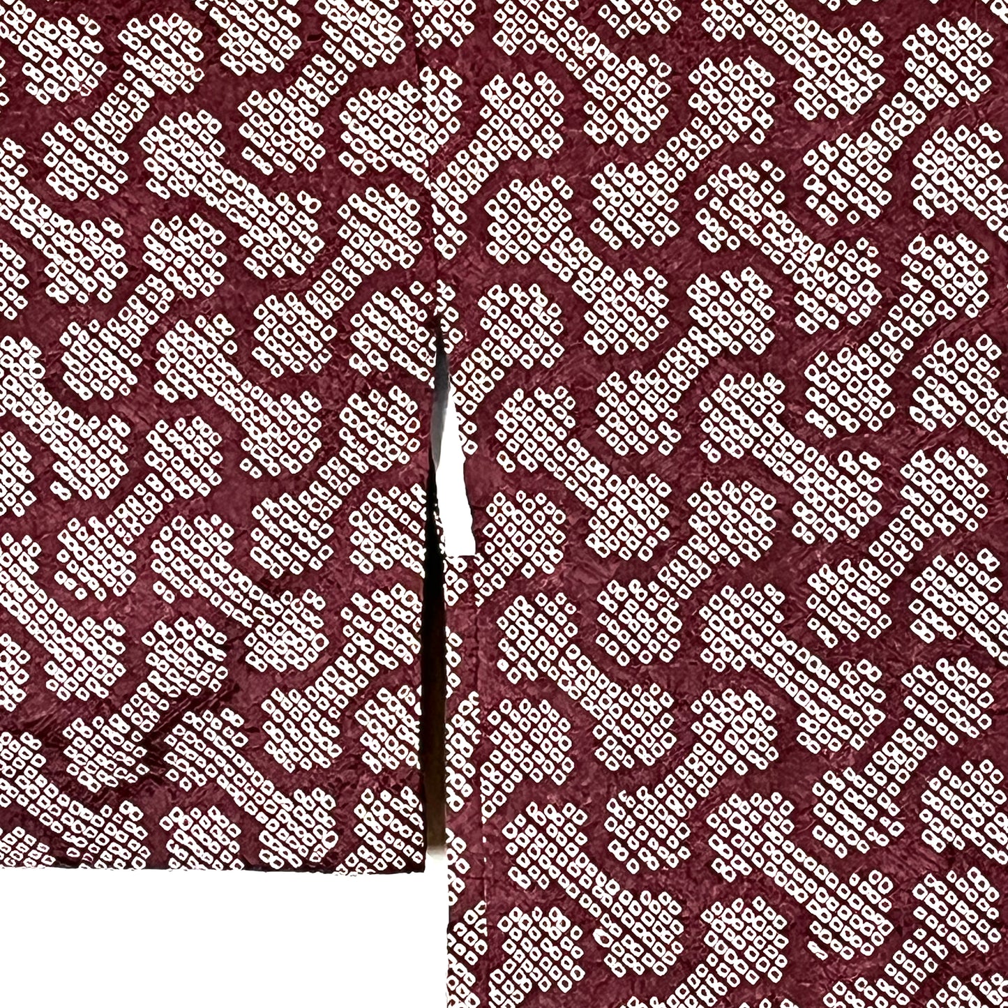 Vintage Japanese Patterned  Silk Haori Coat in Shibori Style Red 35"L