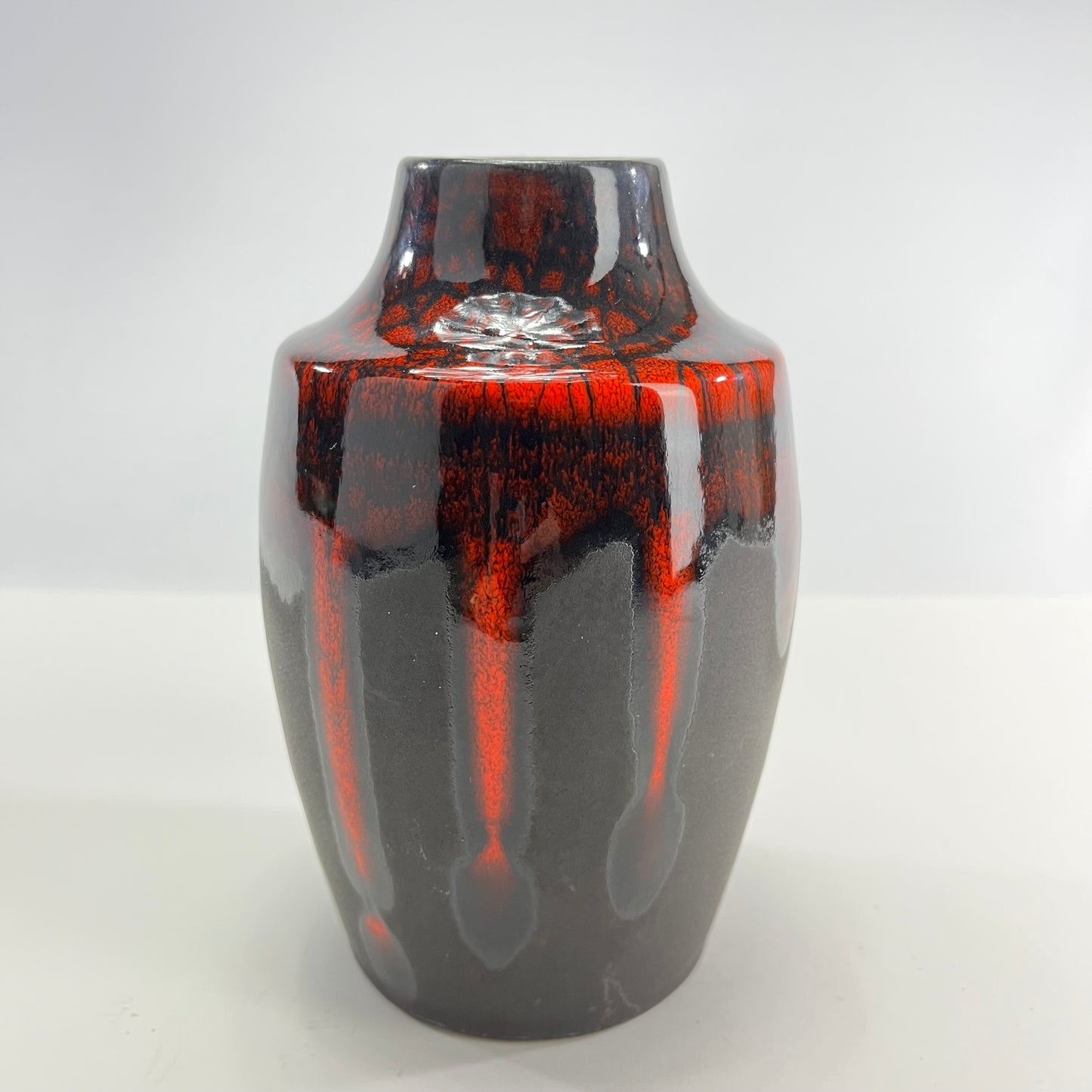 Japanese Hand Thrown Red and Black Ikebana Vase 7.5"