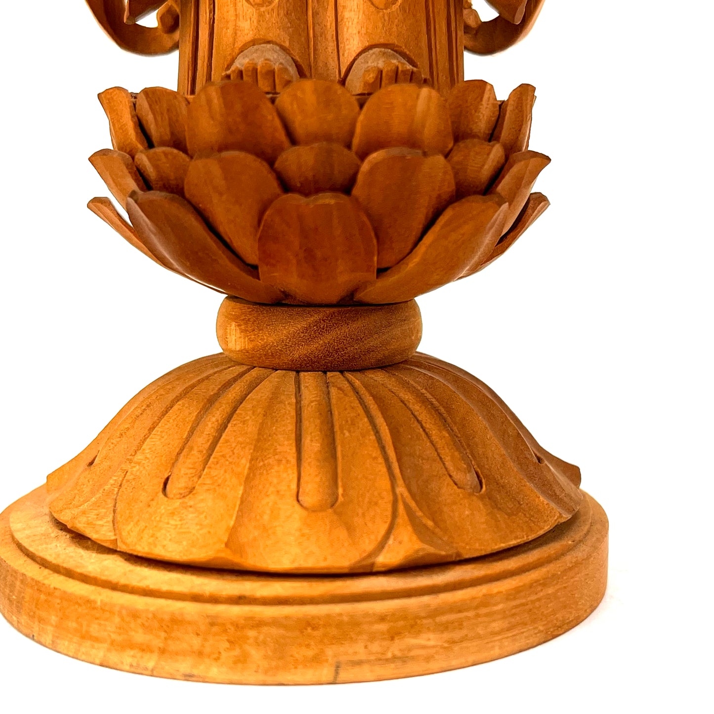 Statue of The Buddha in Standing Pose Carved Wooden Japanese lotus back