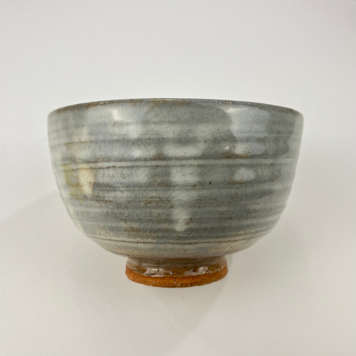 Signed Tea Ceremony Chawan Tea Bowl Gray. w/ Brown Clay 5.5”