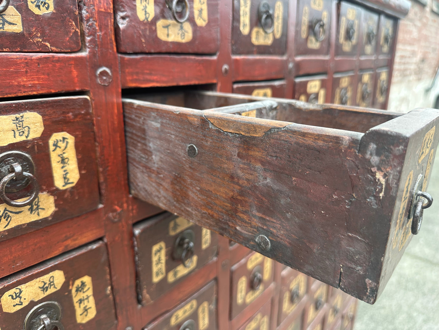 Antique Chinese Qing Dynasty 59-Drawer Apothecary Chest Herb Cabinet 58"H