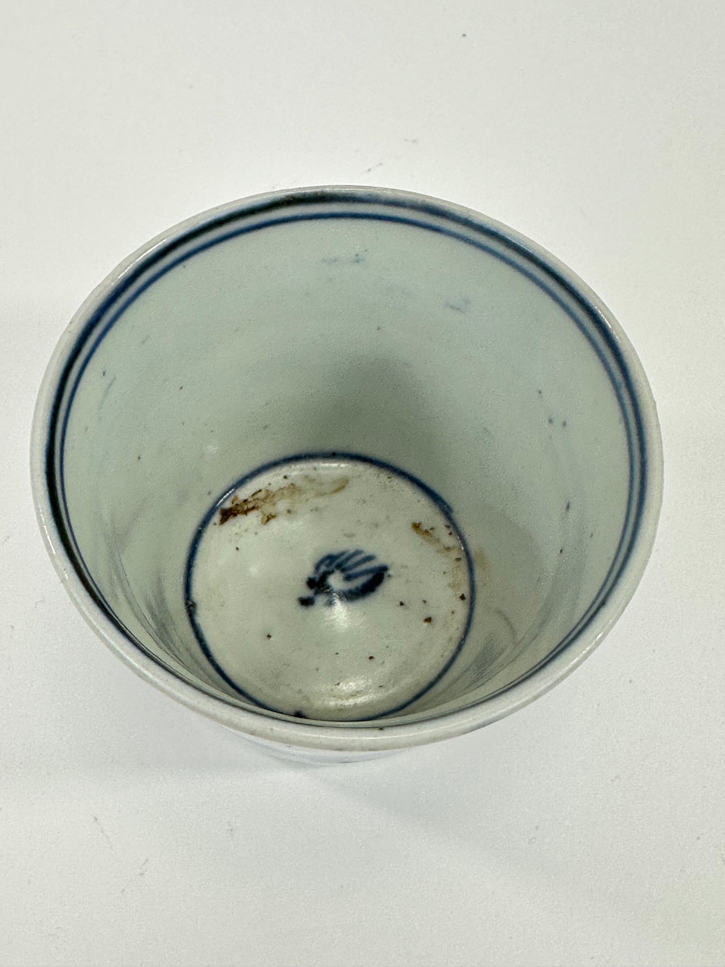 Antique Japanese Edo Period Blue & White Porcelain Sobachoko Sake / Tea Cup 3"