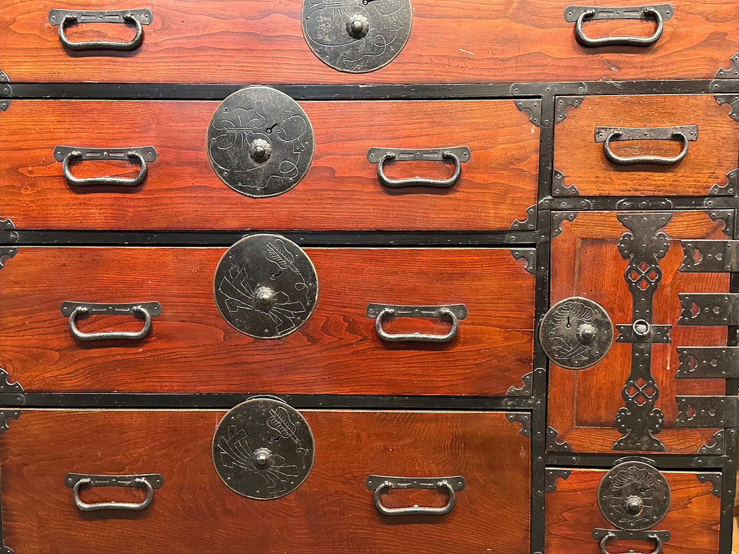 Antique Japanese Meiji Period Ishōdansu Clothing Chest with Safe c1880s LS#126