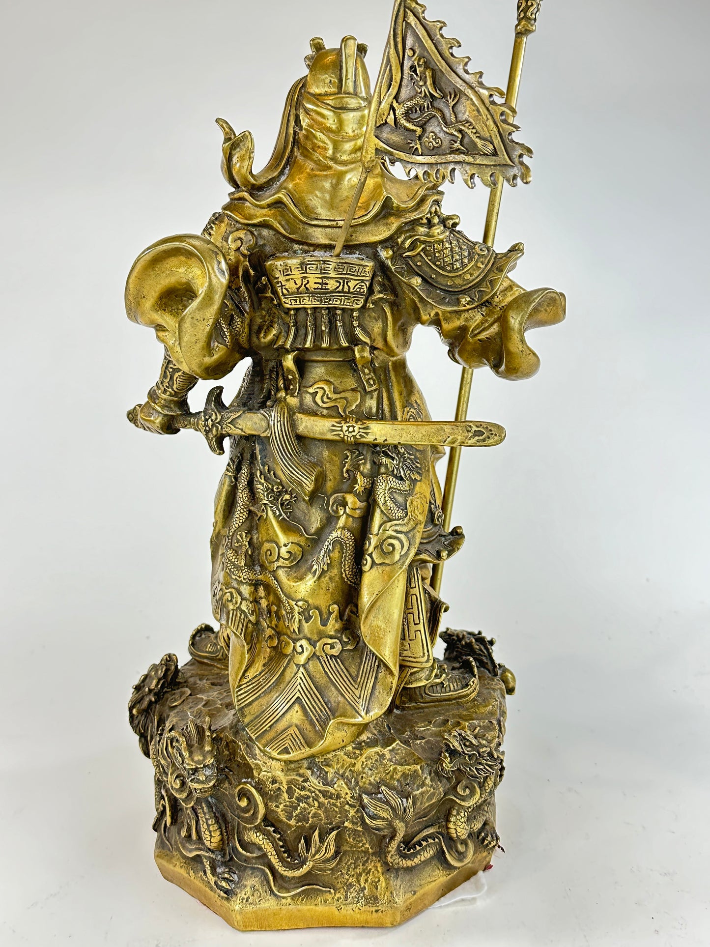 Vintage Chinese Brass Statue of Han Dynasty General Guan Yu 15.5"
