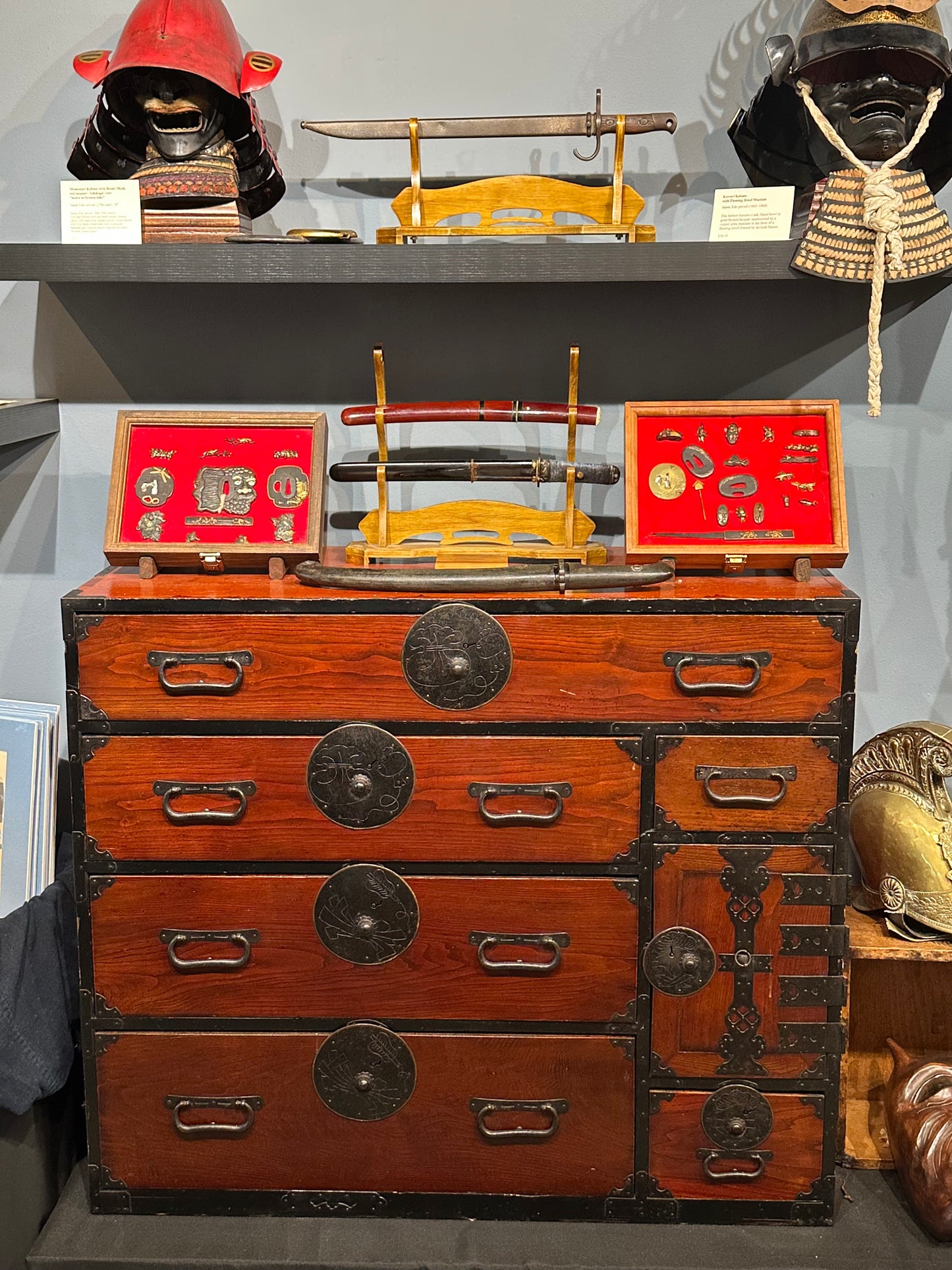 Antique Japanese Meiji Period Ishōdansu Clothing Chest with Safe c1880s LS#126