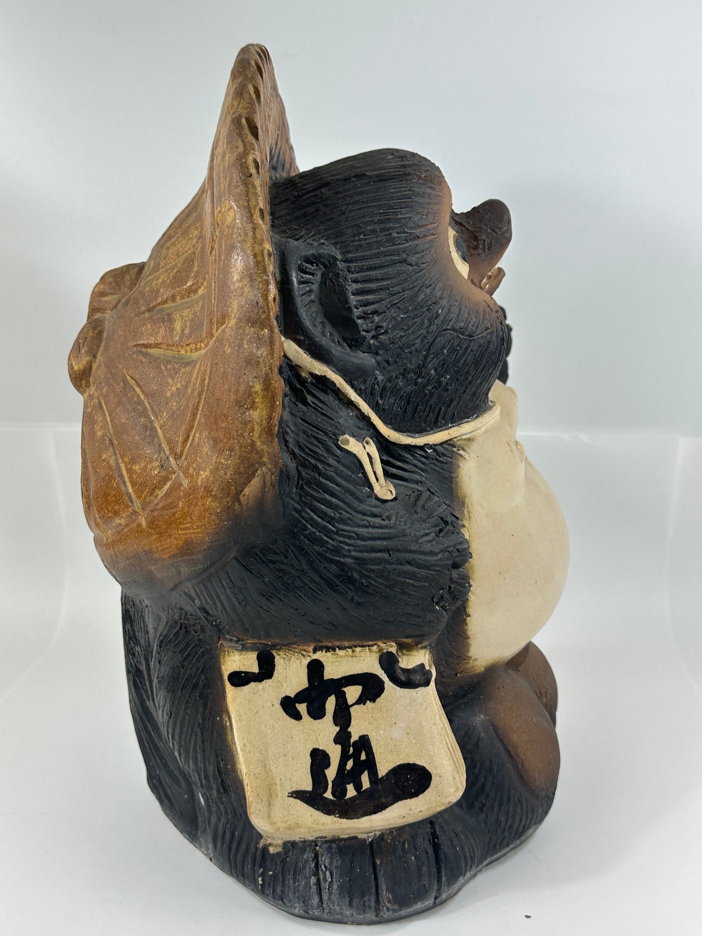Vintage Japanese Ceramic Tanuki Statue Abundance & Prosperity 15"H