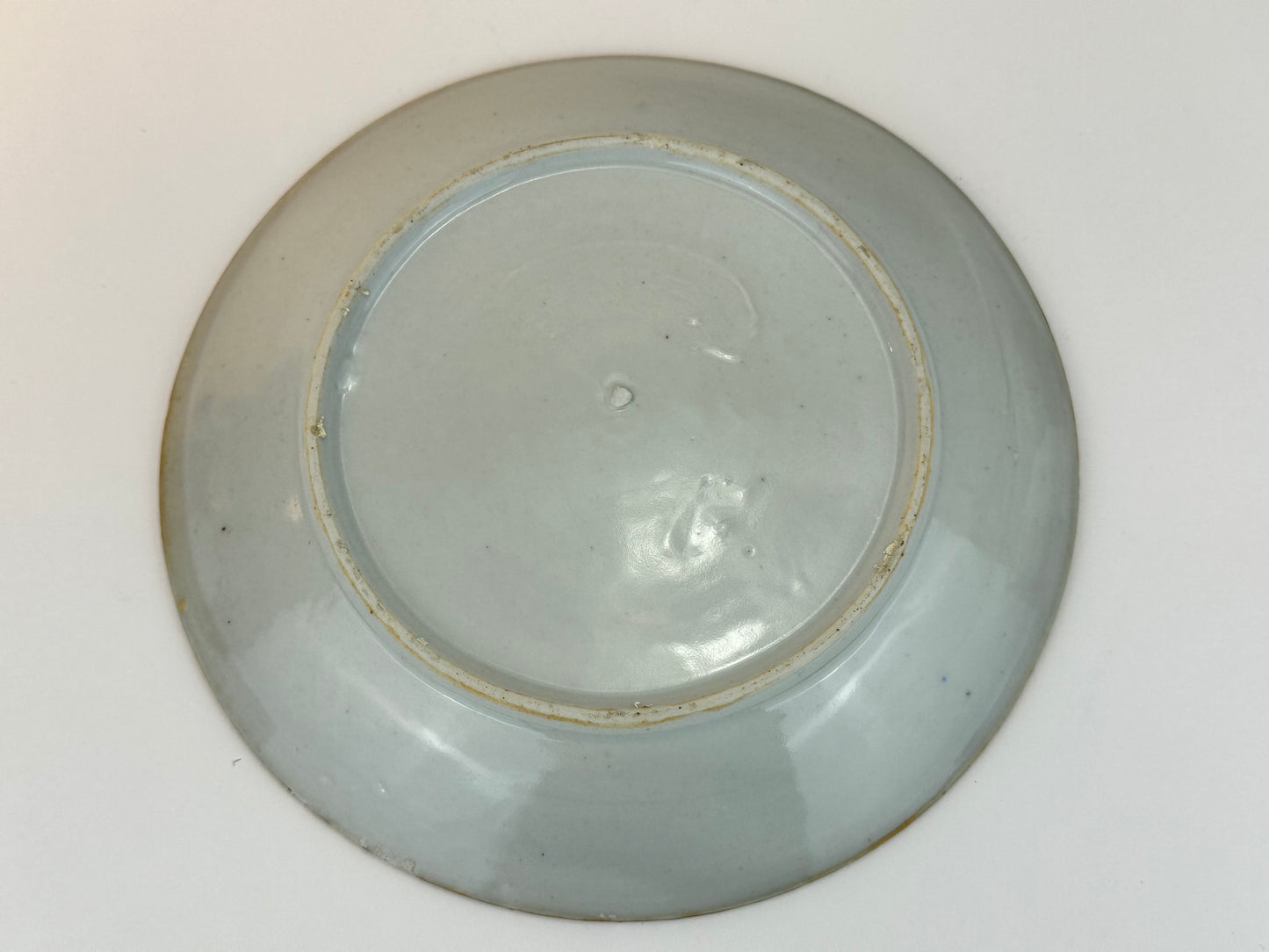 Antique Japanese Imari Blue & White Scalloped Bowl Bamboo Garden Scene 7.25"W