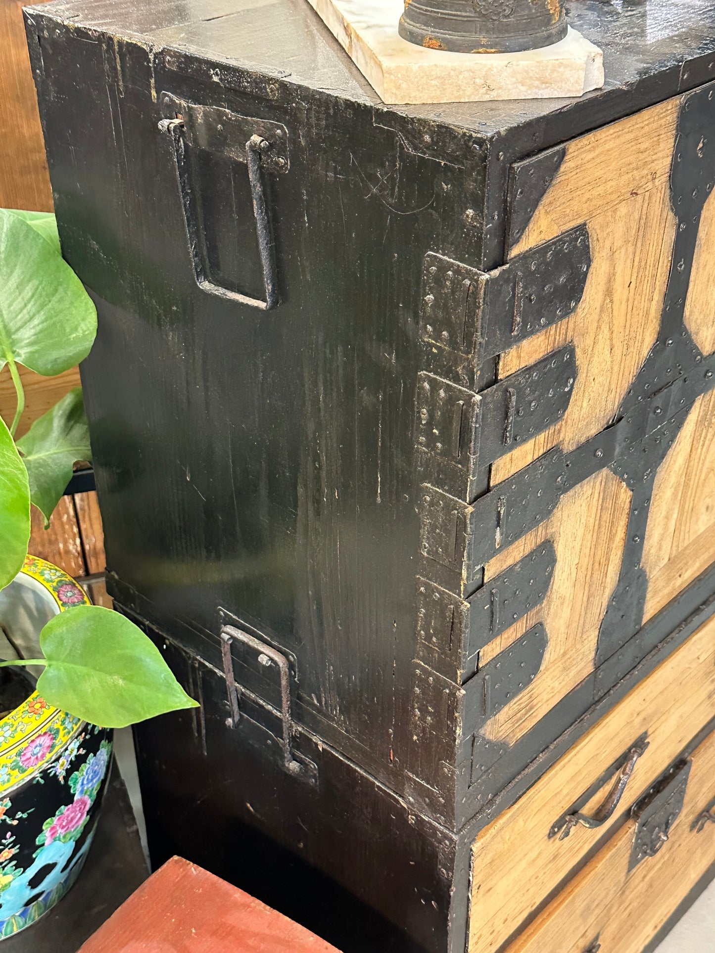 Antique Japanese Meiji Era c1890's Kannon Biraki Clothing Tansu Chest Sugi Wood 36"W