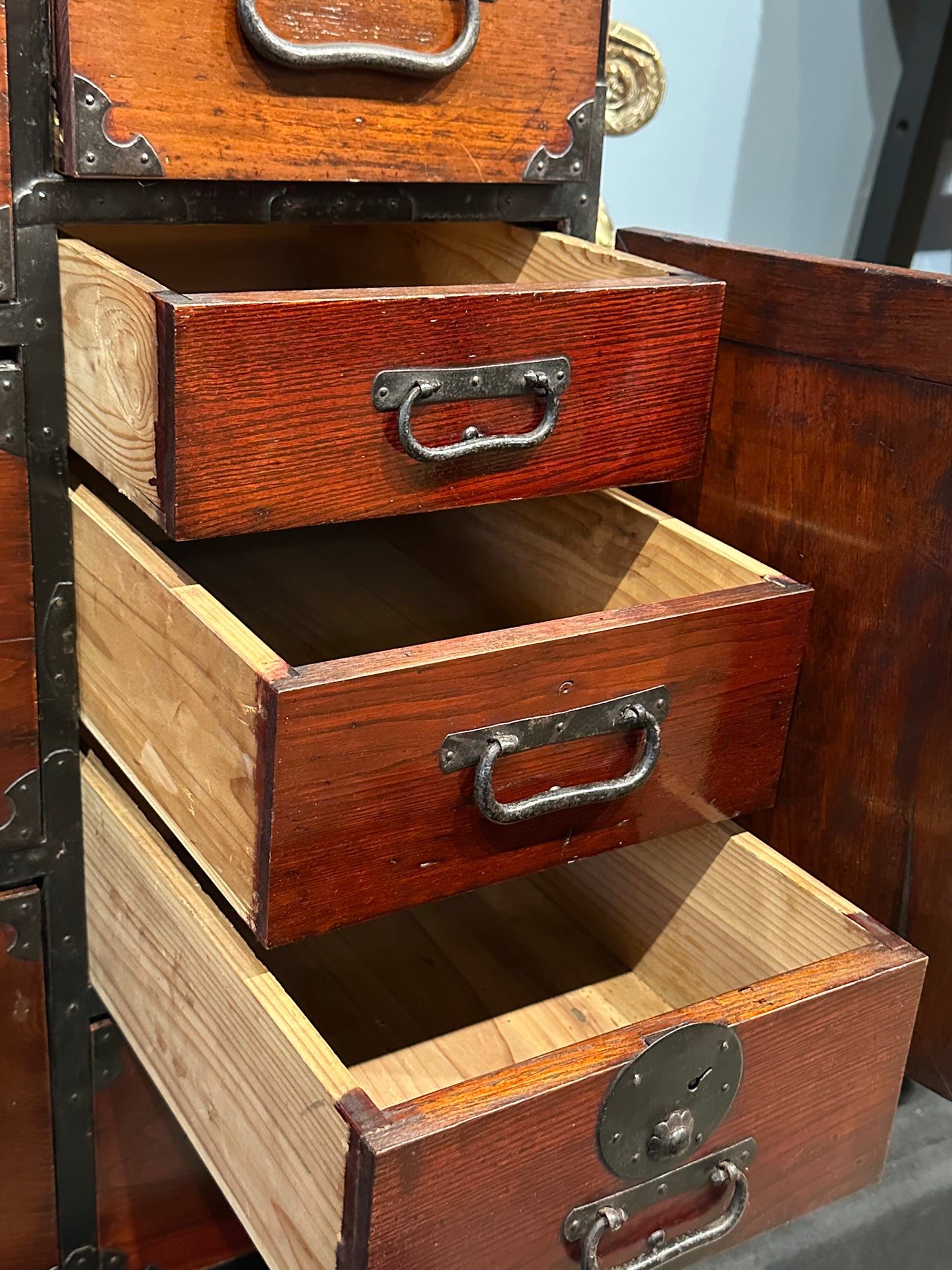 Antique Japanese Meiji Period Ishōdansu Clothing Chest with Safe c1880s LS#126