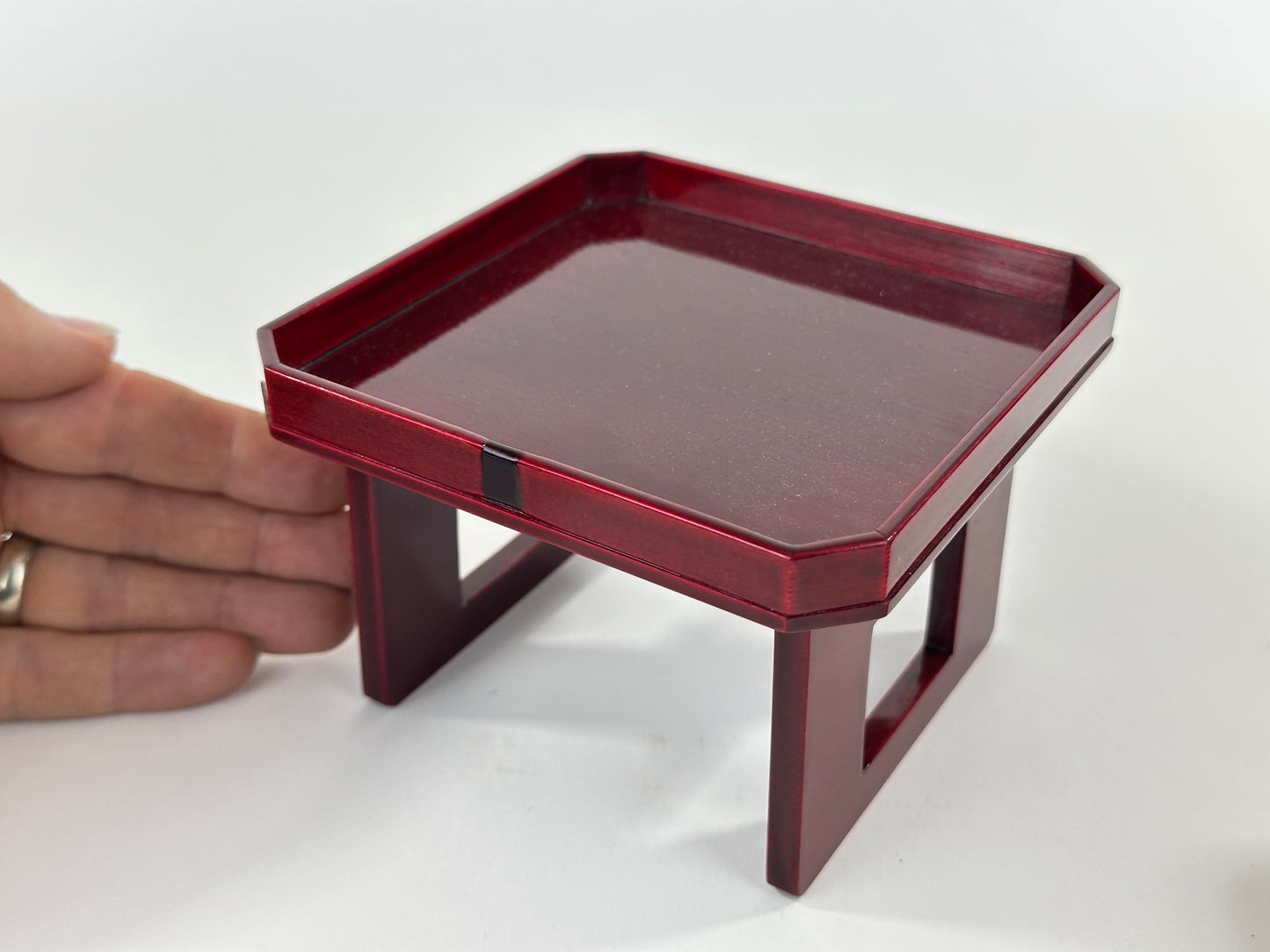 Vintage Japanese Hida Shunkei Lacquer Display Stand with Octagonal Top 4 3/4"W