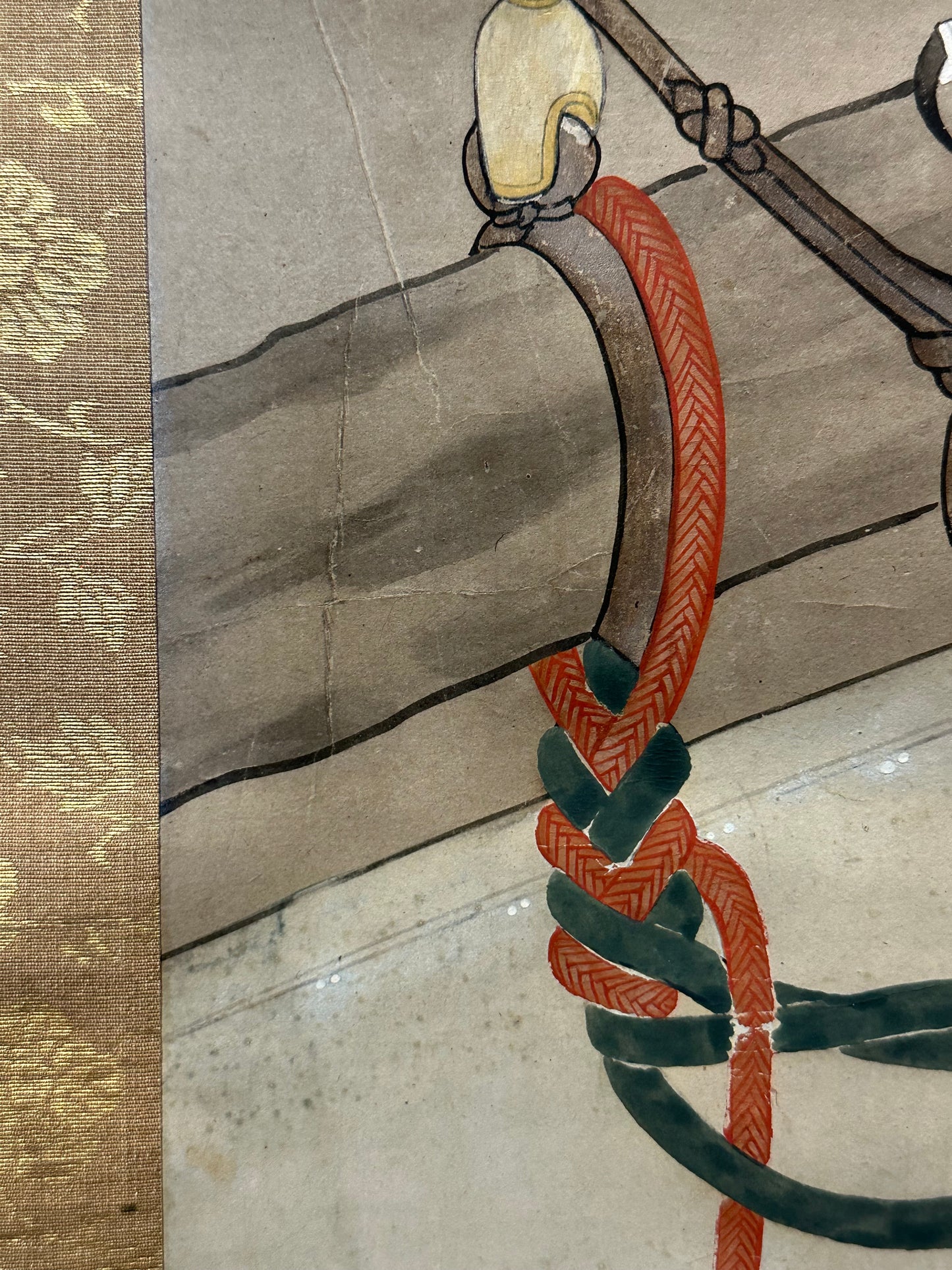 Japanese Antique Scroll Kakejiku Hand Painted Hunting Falcon 76"