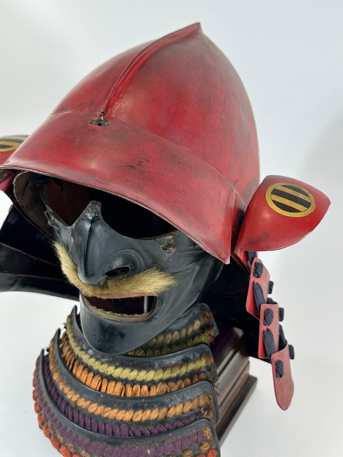 Japanese Edo Period Momonari Kabuto Samurai Helmet Red Lacquer w/ Crescent Moon Maedate LS#157