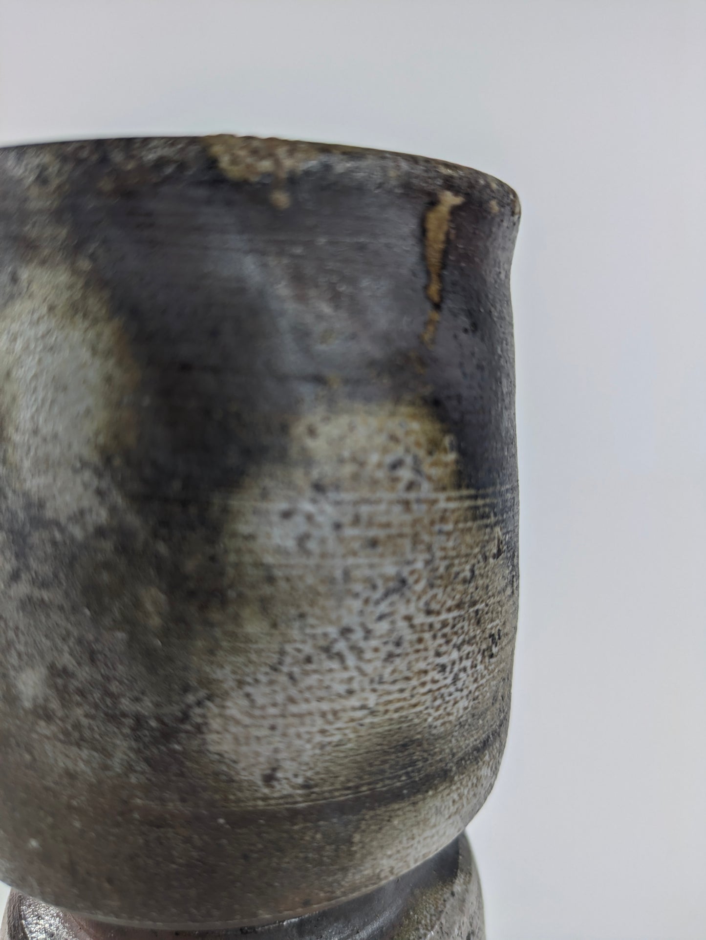Japanese Bizen Ware Yunomi Tea Cup Pair Wood Fired Hidasuki Goma Ash Glaze Showa 3"H