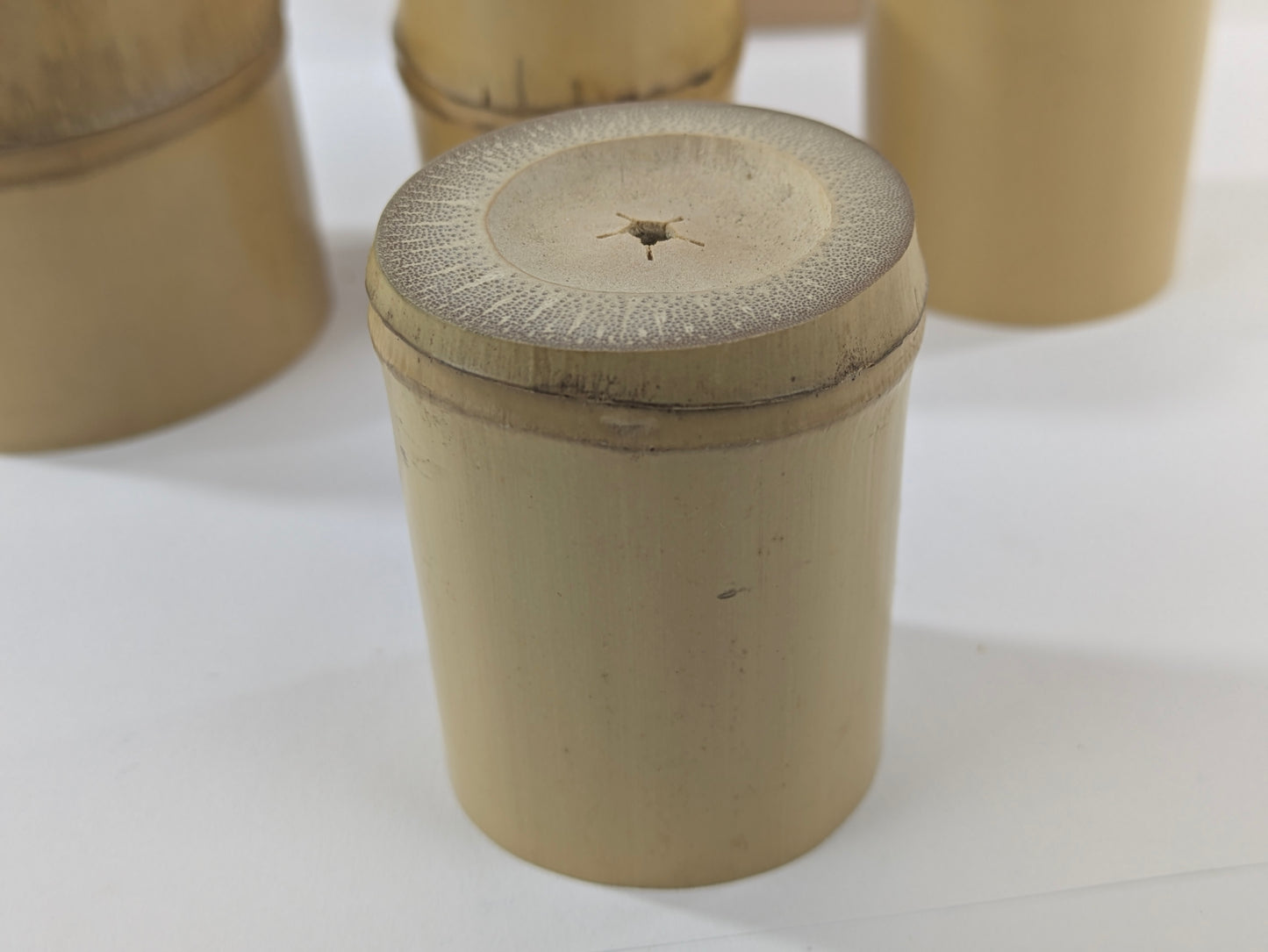 Vintage Japanese Set of 4 Bamboo Futaoki Lid Rests for Tea Ceramony