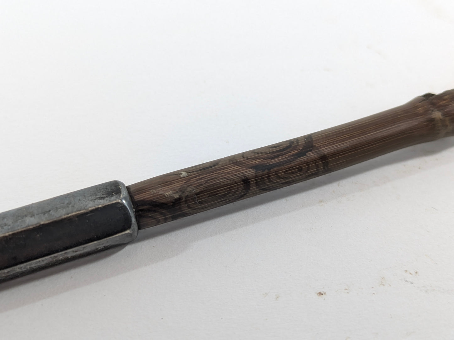 ANTIQUE MEIJI ERA (c1880) JAPANESE BRONZE Aloy & Painted BAMBOO KISERU Smoke Pipe 8"