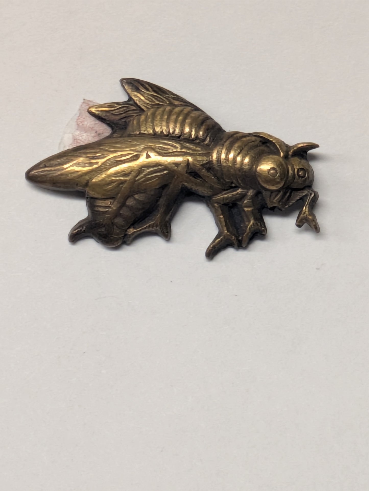 Antique Japanese Edo Period Gilt Copper Menuki Wasp Suzumebachi In High Relief,