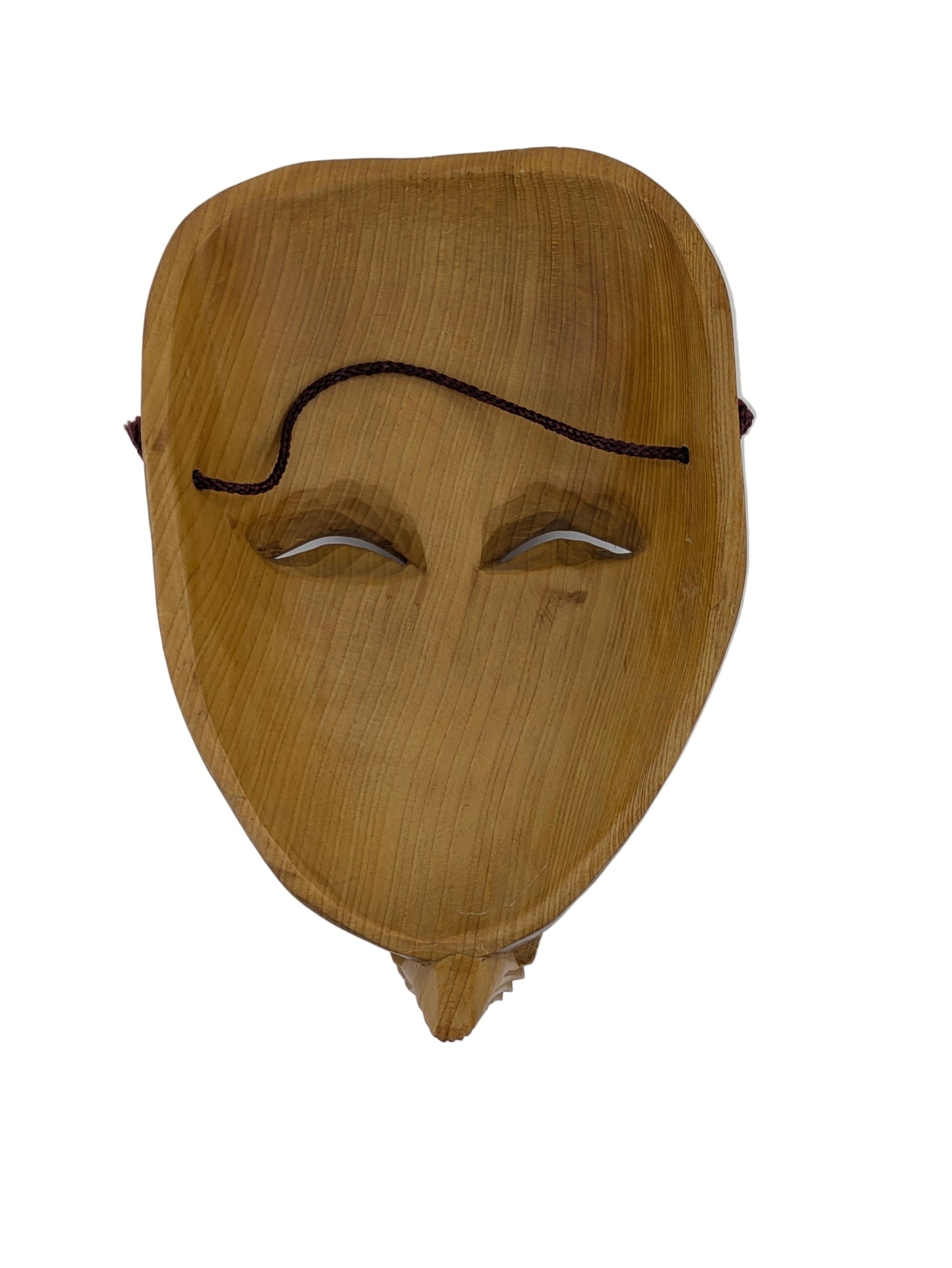 Antique Japanese Okina Noh Mask Wood Carving Old Man Face