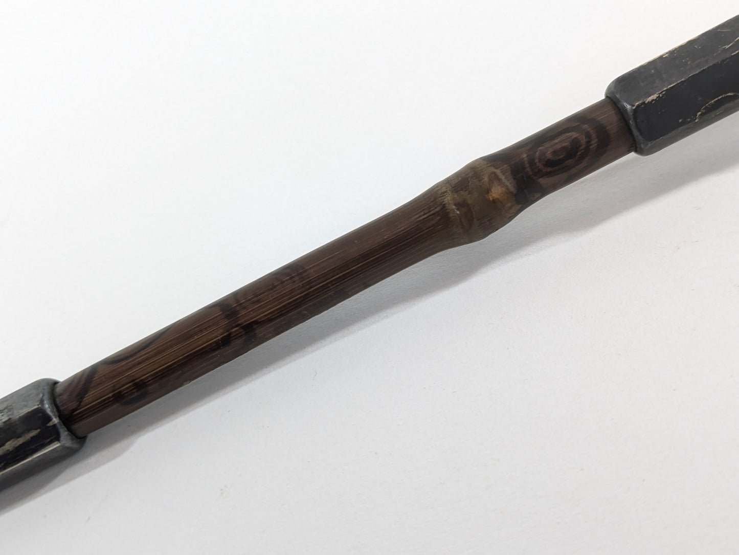 ANTIQUE MEIJI ERA (c1880) JAPANESE BRONZE Aloy & Painted BAMBOO KISERU Smoke Pipe 8"