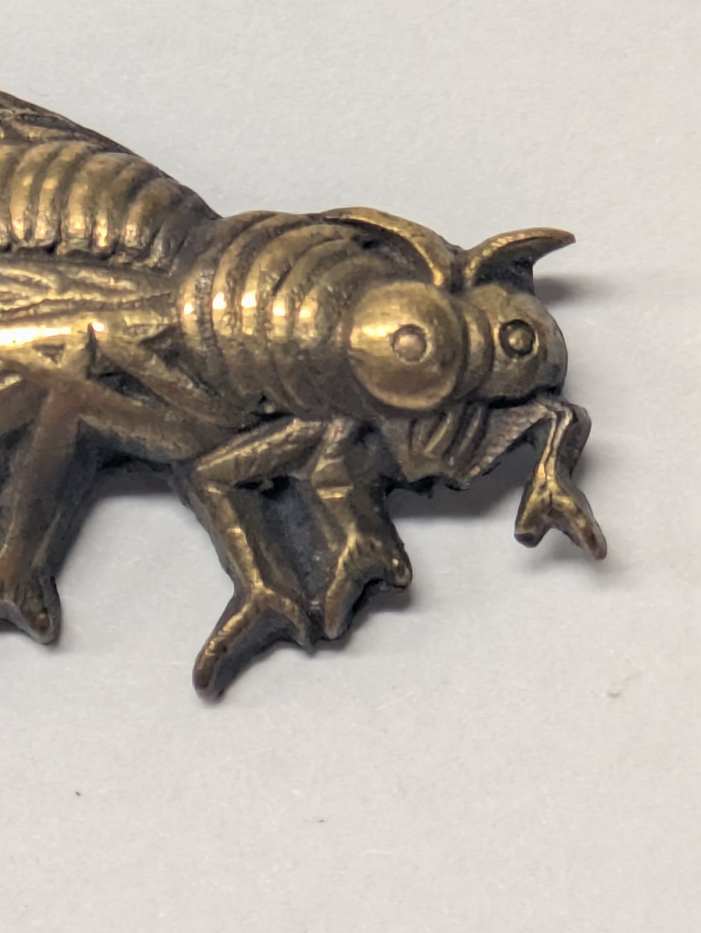 Antique Japanese Edo Period Gilt Copper Menuki Wasp Suzumebachi In High Relief,