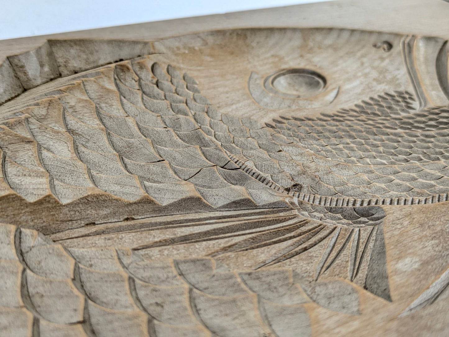 Antique Japanese Kashigata Confection Mold – Tai Fish Motif Large  – 19th C. Hand Carved Wood