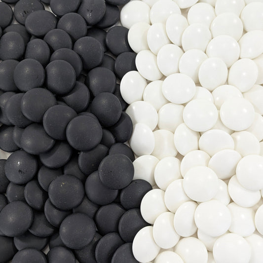 Vintage Go Stones Full Set of Glass Black & White