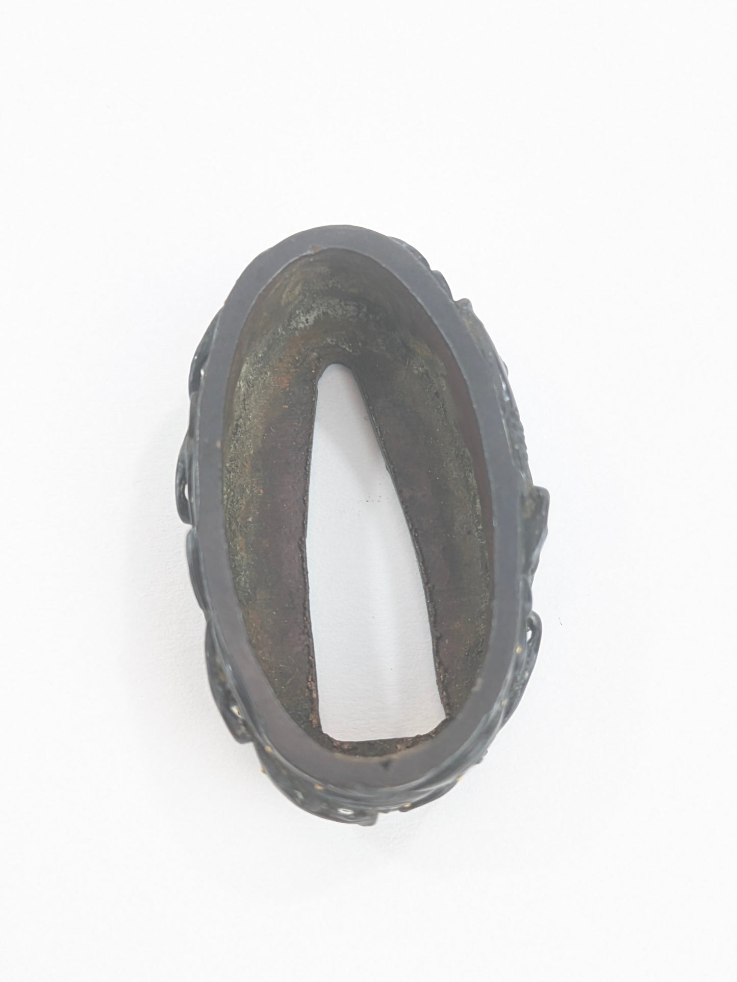 Antique Japanese Edo-Period Sword Katana Fuchi & Kashira Samurai in Gold on Shakudō,