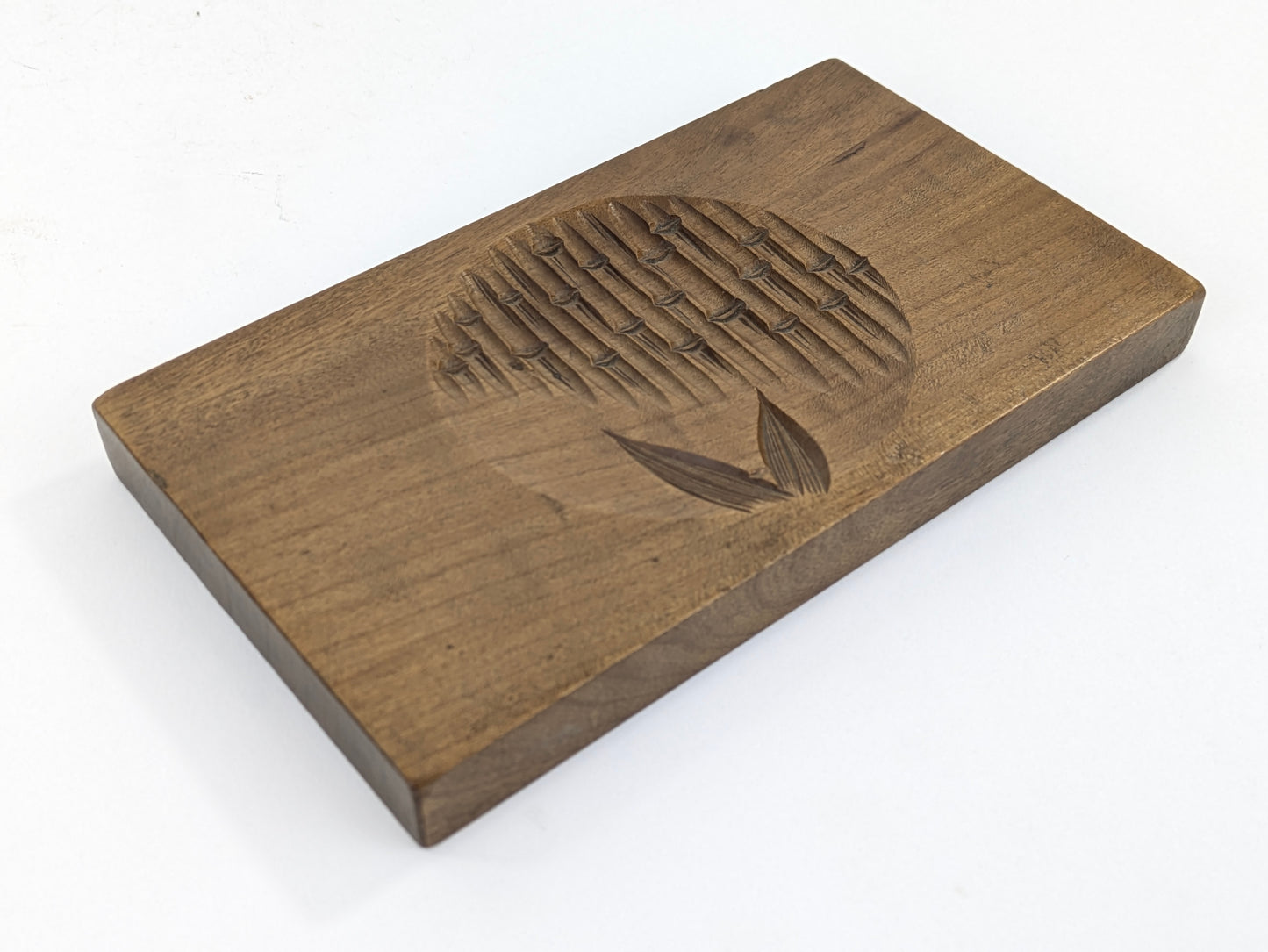 Antique Japanese Kashigata Confectionery Mold – Bamboo & Revers Plum Blossom Motifs – Meiji Era 7"