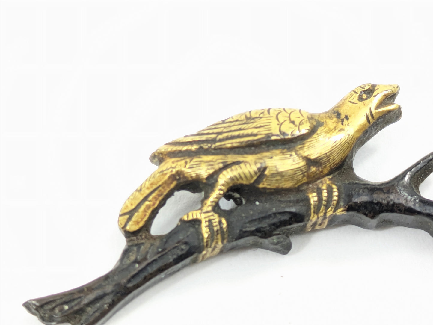 Menuki Pair – Crows on Plum Blossom Branches Japan, Edo period Shakudō with gilt details Samurai Sword Ornament LS061