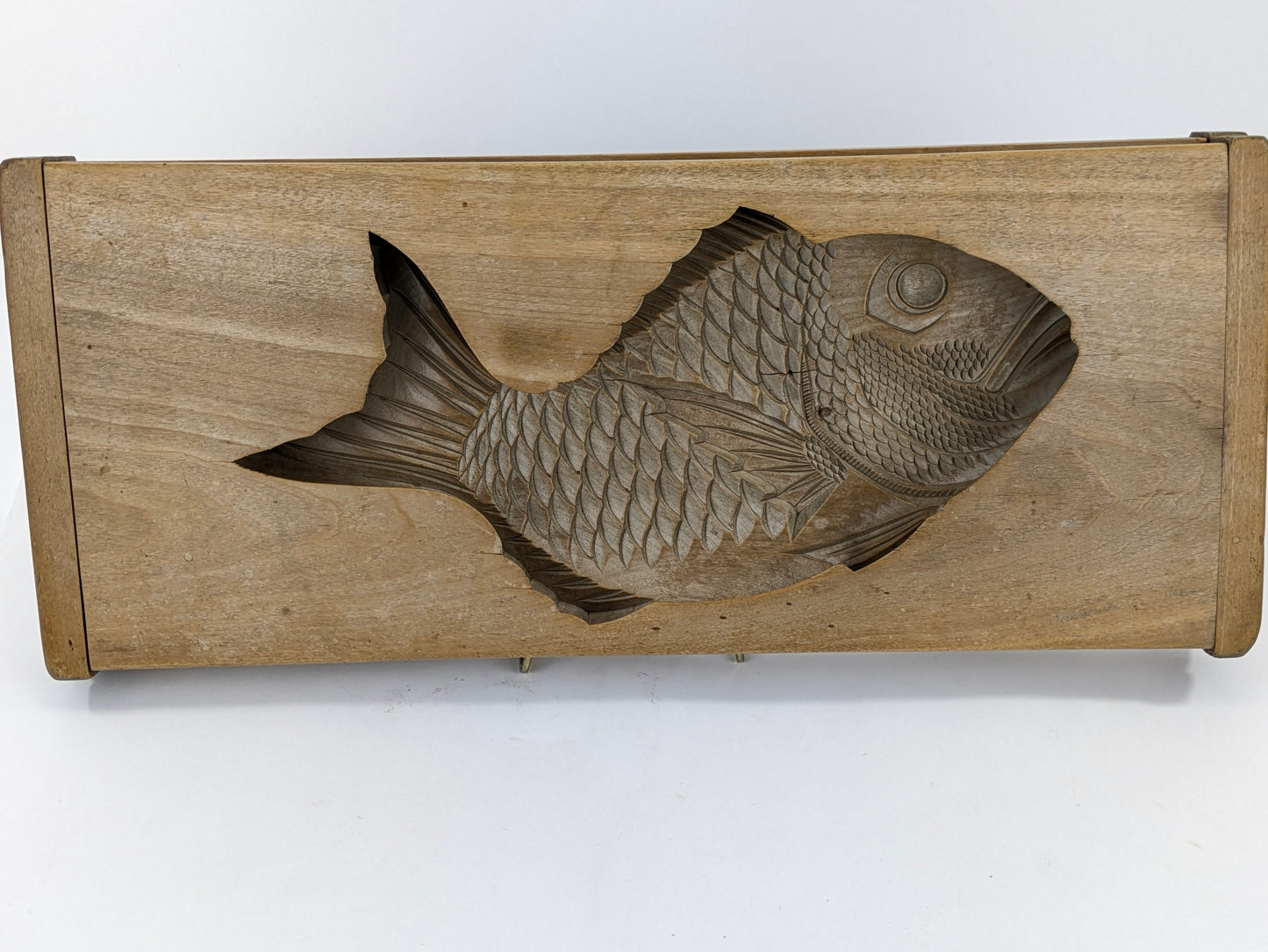 Antique Japanese Kashigata Confection Mold – Tai Fish Motif Large  – 19th C. Hand Carved Wood