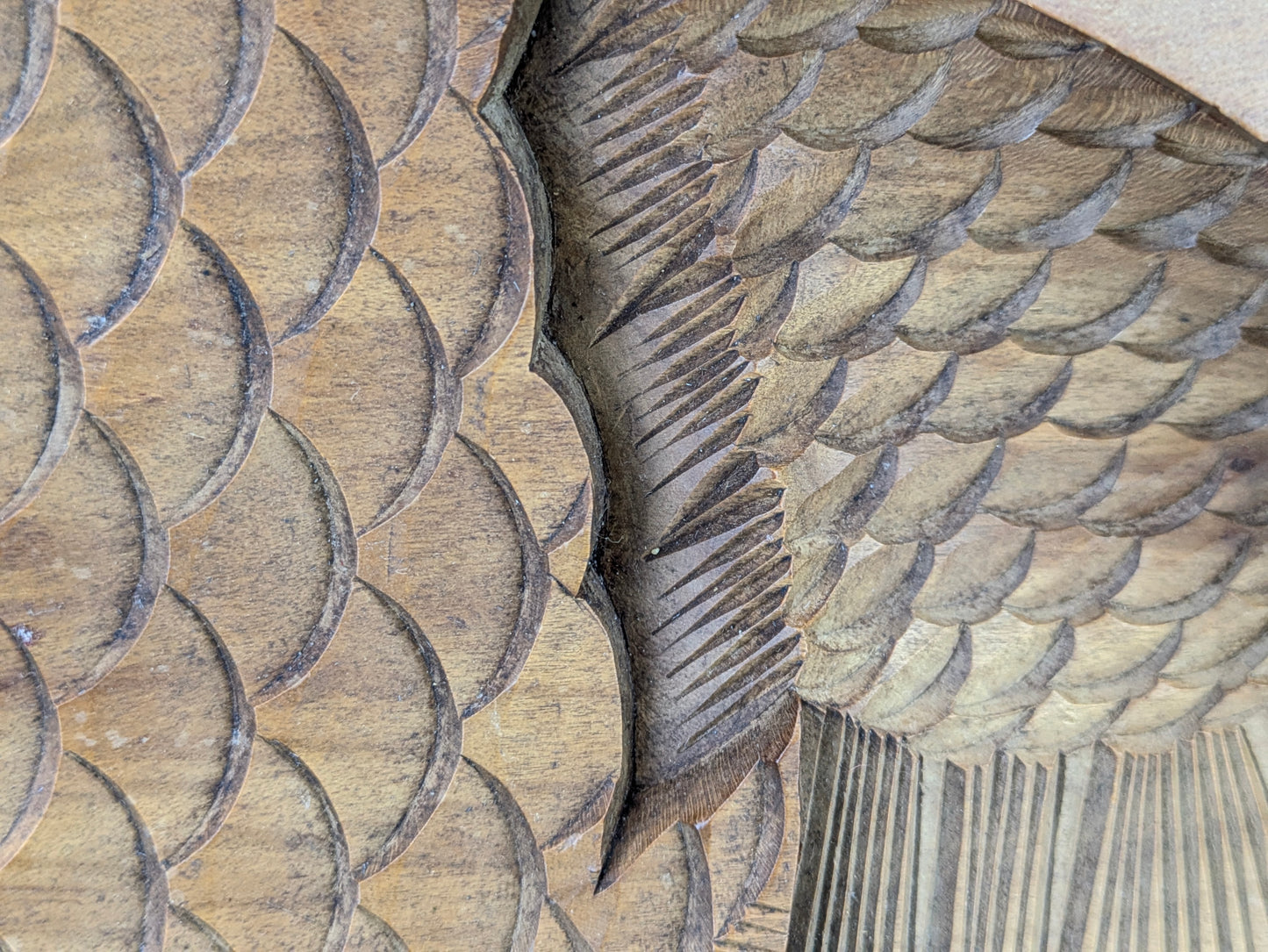 Antique Japanese Kashigata Confectionery Mold Tai Sea Bream Hand-Carved Wood 16" LS#186