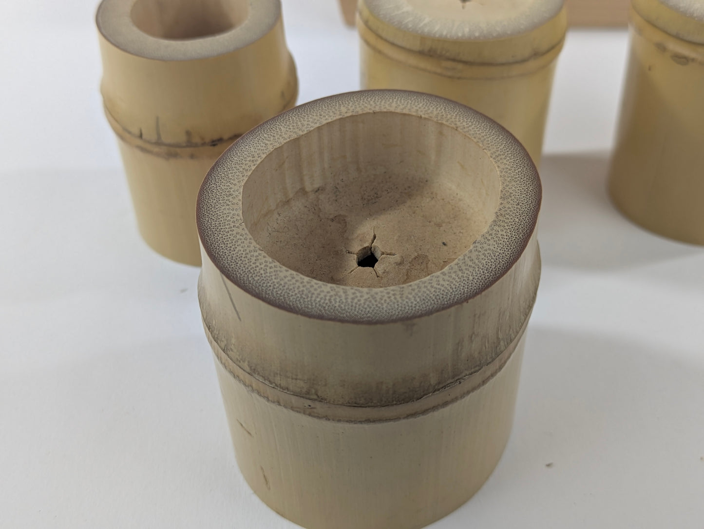 Vintage Japanese Set of 4 Bamboo Futaoki Lid Rests for Tea Ceramony