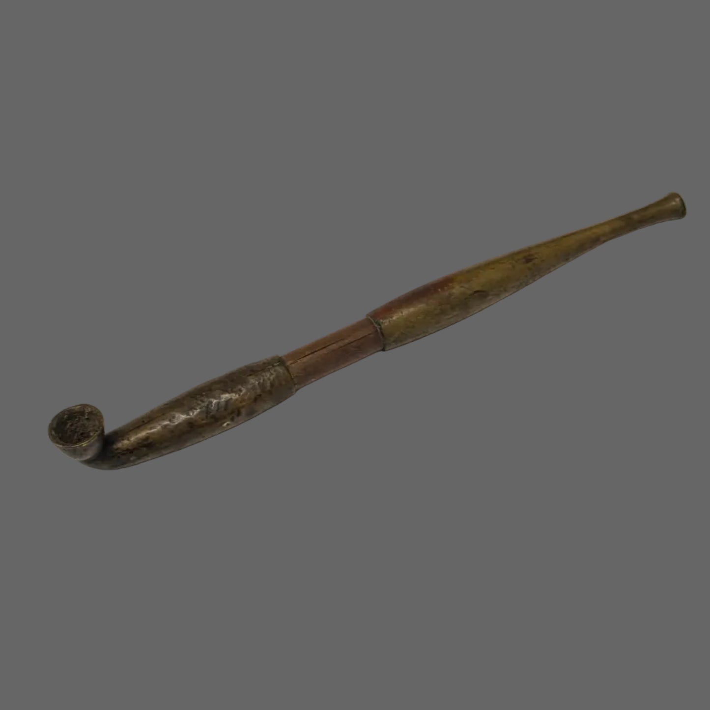 ANTIQUE MEIJI ERA (c1880) JAPANESE BRONZE & BAMBOO KISERU Smoke Pipe 6"