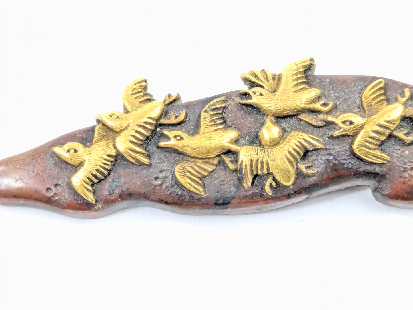 Japanese Menuki Pair Ferry Boat & Plovers Samurai Katana Sword Ornament LS#009