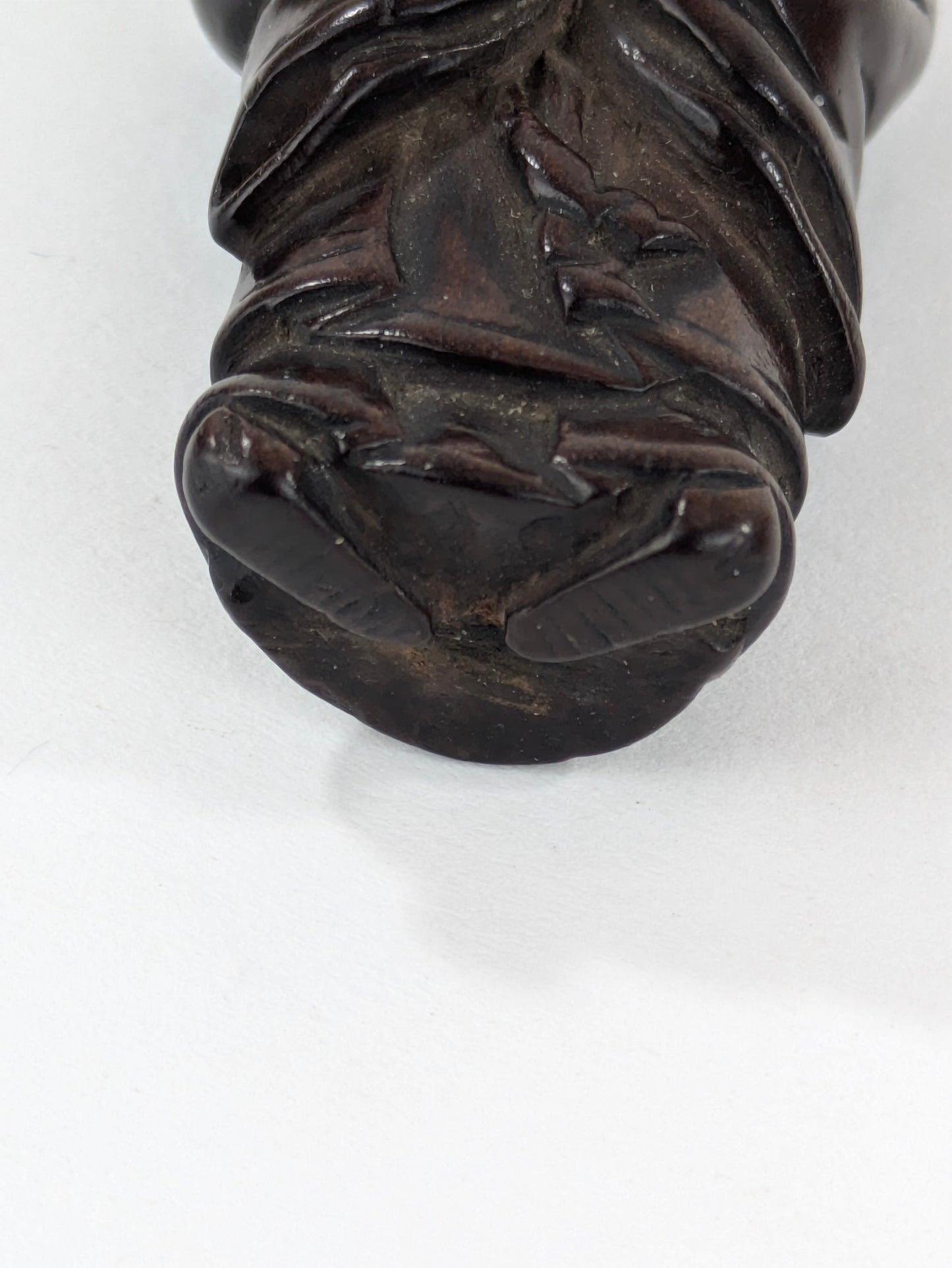 Vintage Chinese Wooden Hand-Carved Scholar Figure Netsuke 2"