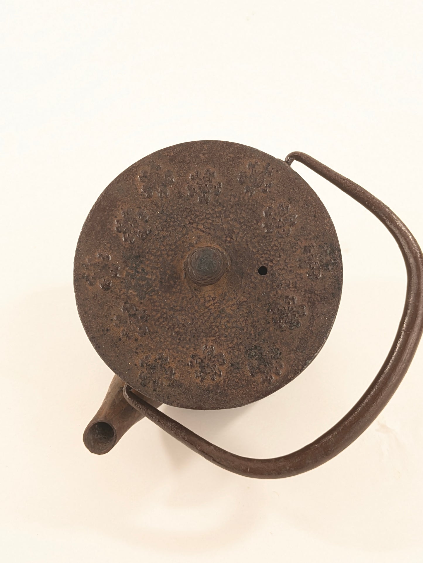 Vintage Japanese Mini Red Iron Tea Kettle Tetsubin Enamel Lined Interior Signed 4.5"