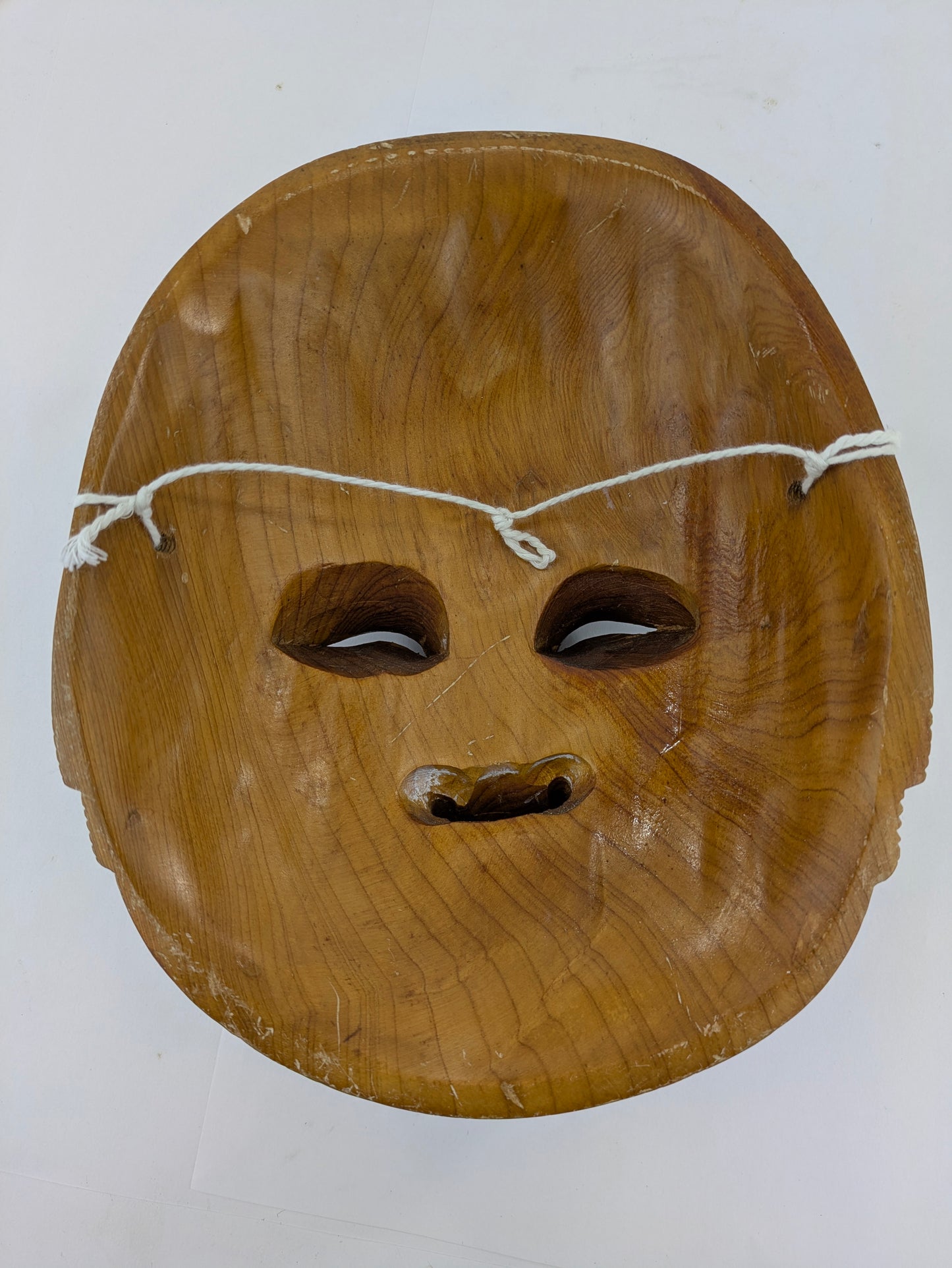 Vintage Japanese Okame Mask – Otafuku “Goddess of Laughter” – Folk & Kyōgen Theater Wood Handmade