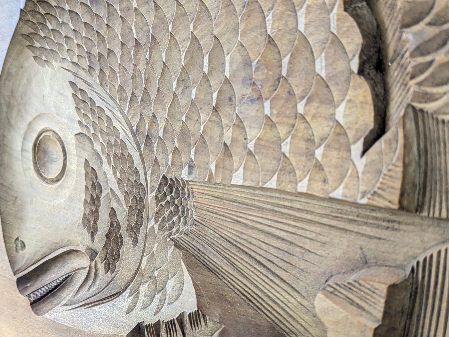 Antique Japanese Kashigata Confectionery Mold Tai Sea Bream Hand-Carved Wood 16" LS#186