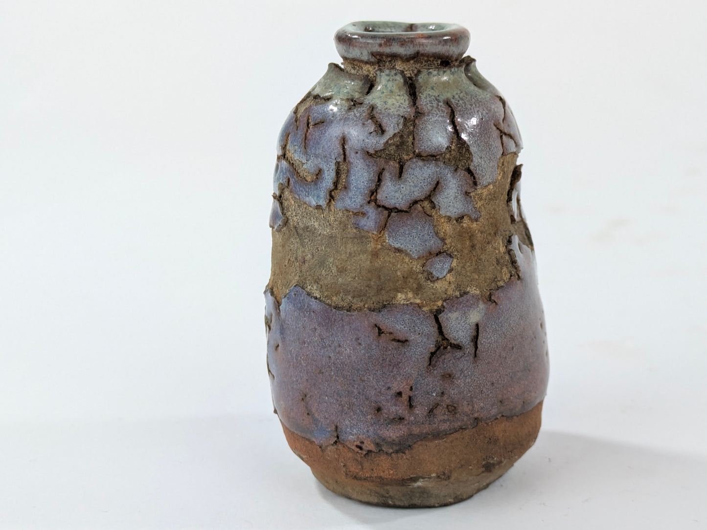 Antique Japanese Miniature Tsubo Wood-Fired Stoneware Jar 2.5"