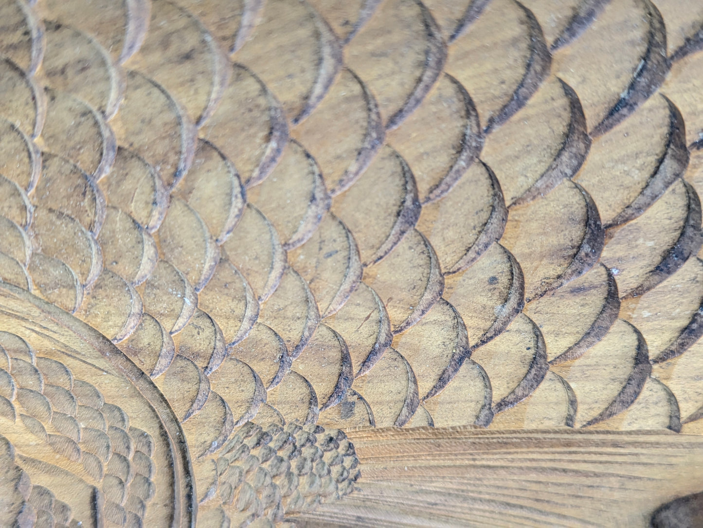 Antique Japanese Kashigata Confectionery Mold Tai Sea Bream Hand-Carved Wood 16" LS#186