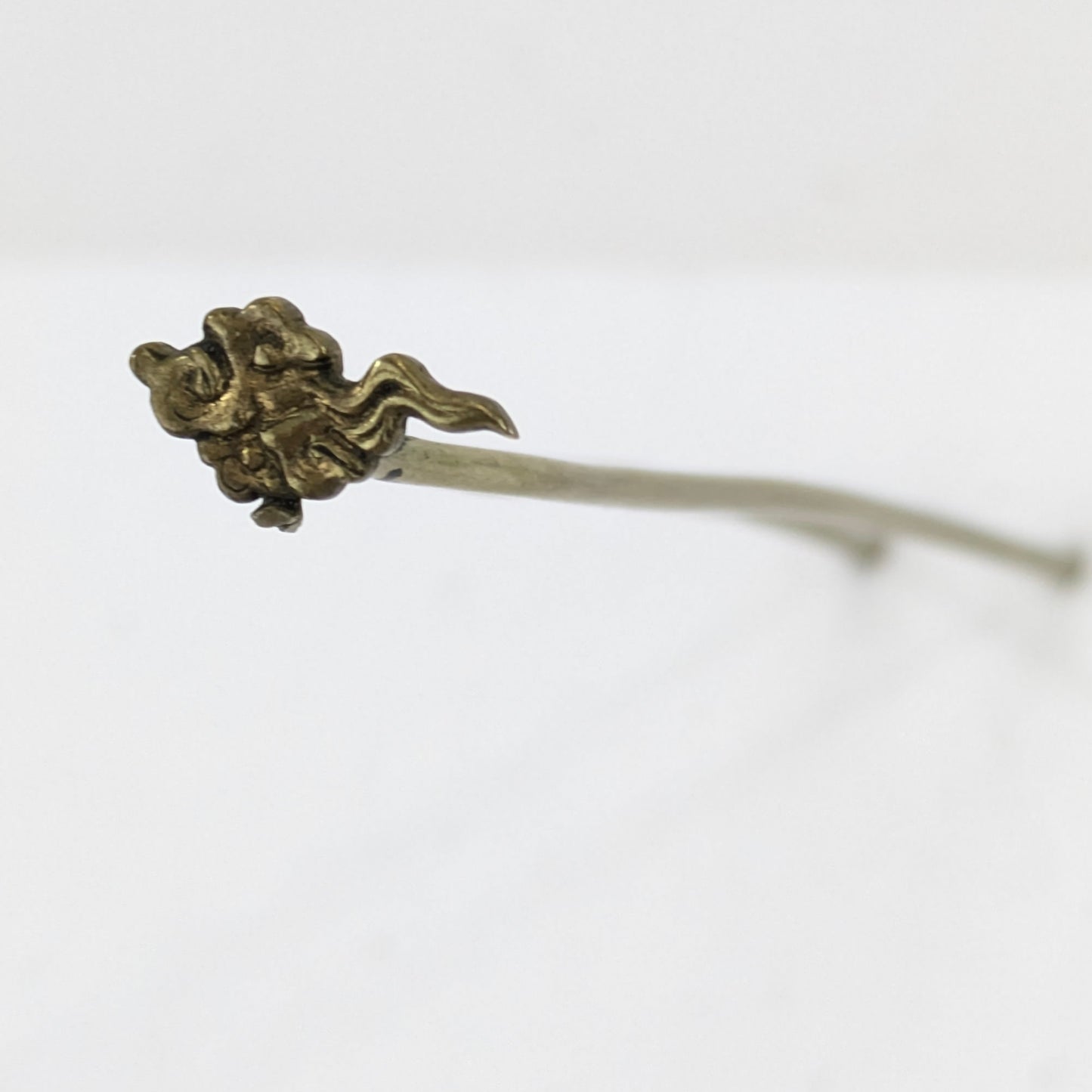 Antique Japanese Bronze Cloud Kanzashi (Two-Prong U-Pin) 4.5"