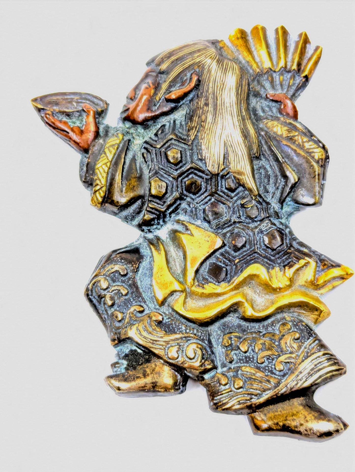 Antique Japanese Edo Period Menuki Pair Depicting Noh Dancers 2pc 19th C. 2"