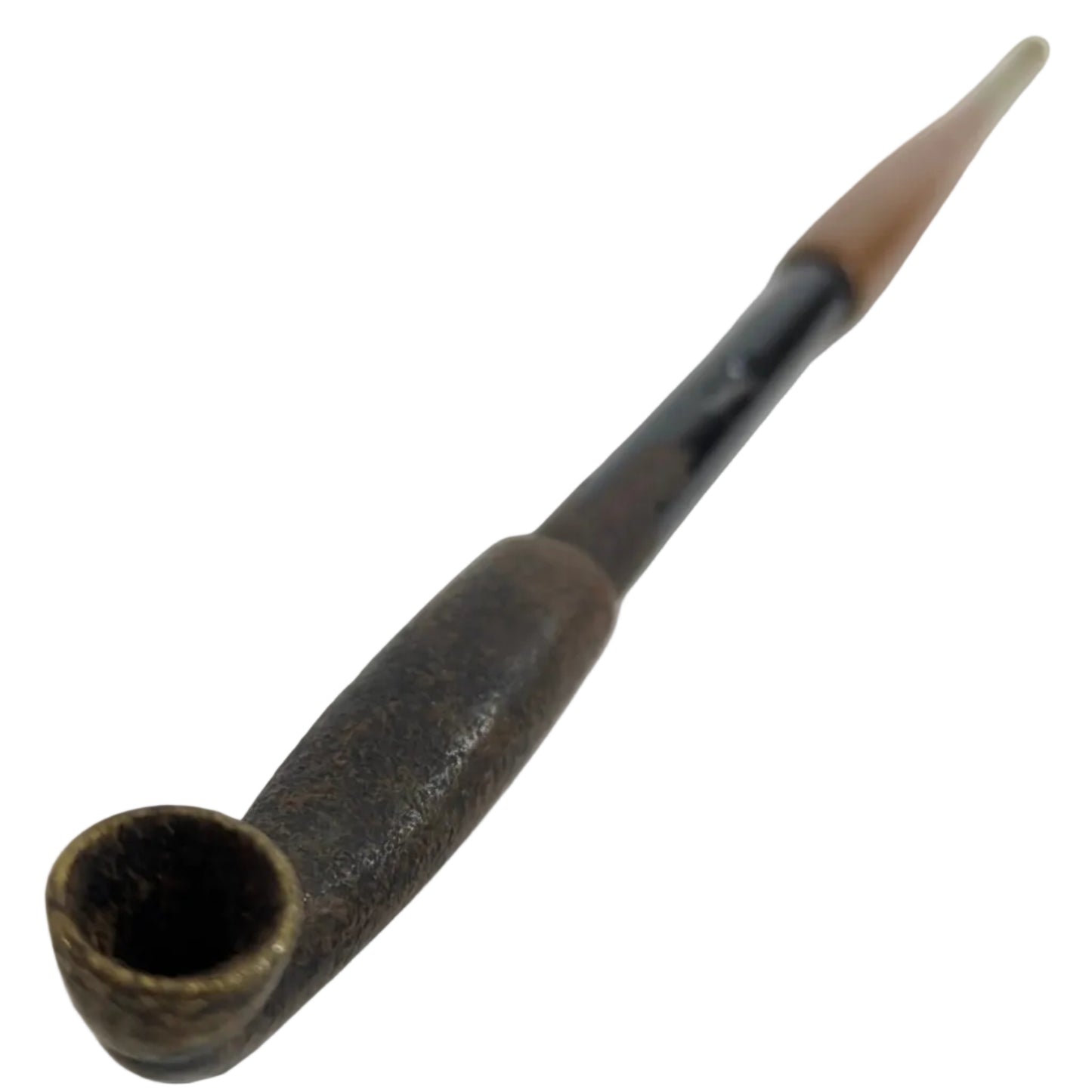 ANTIQUE MEIJI ERA (c1880) JAPANESE BRONZE/SILVER & BAMBOO KISERU Smoke Pipe 7"