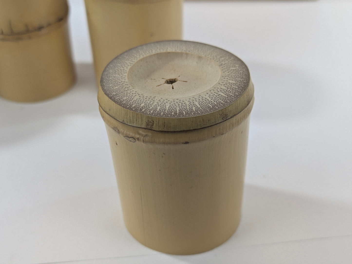 Vintage Japanese Set of 4 Bamboo Futaoki Lid Rests for Tea Ceramony