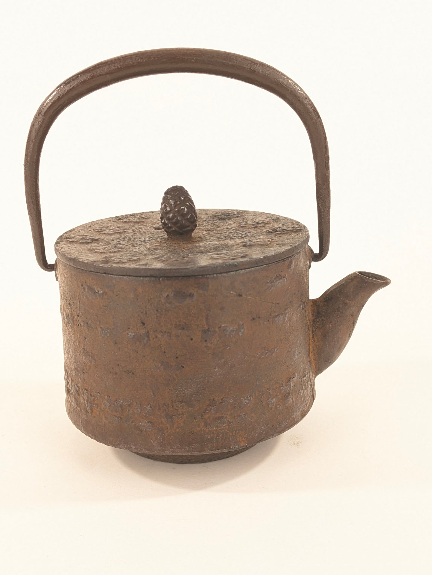 Vintage Japanese Mini Red Iron Tea Kettle Tetsubin Enamel Lined Interior Signed 4.5"