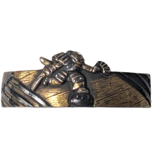 Antique Japanese Edo-Period Sword Katana Fuchi Samurai in Gold on Shakudō,