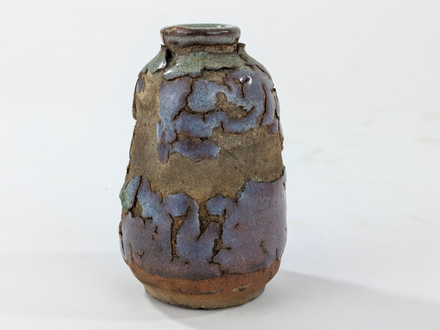 Antique Japanese Miniature Tsubo Wood-Fired Stoneware Jar 2.5"