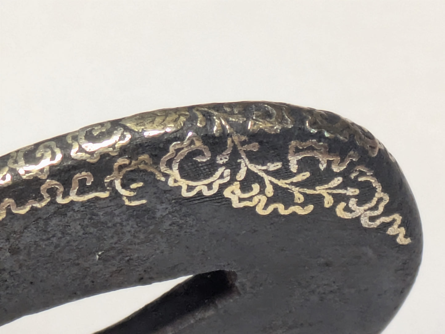 Antique Japanese Pair of Matched Iron Tsuba with Silver Wisteria Inlay, Edo Period, c. 1800–1868