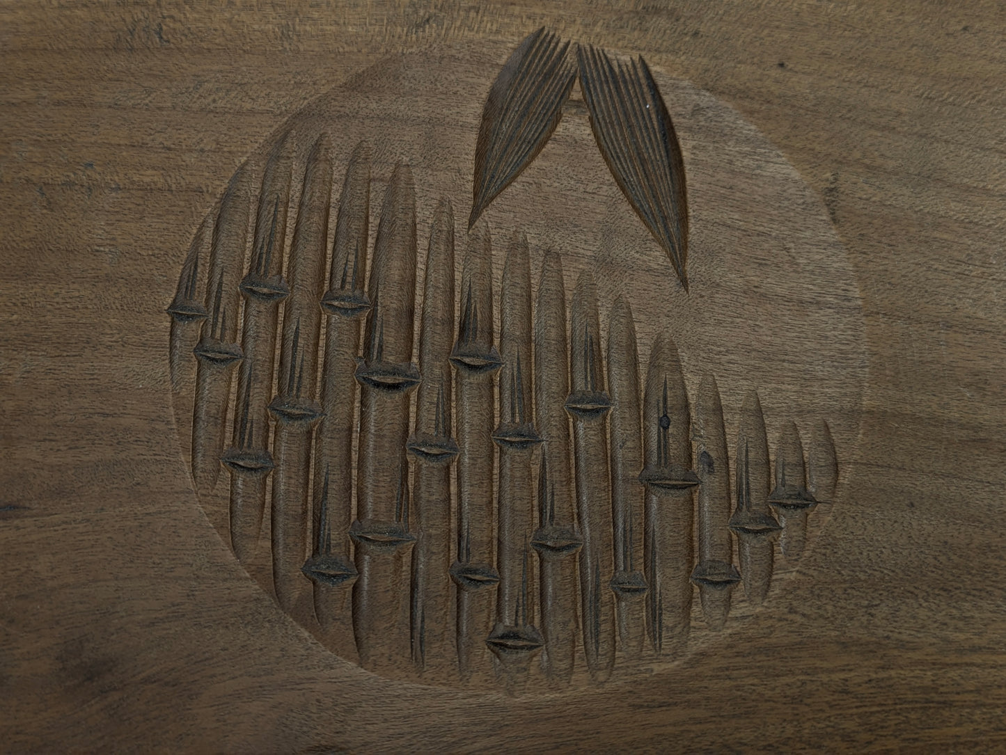 Antique Japanese Kashigata Confectionery Mold – Bamboo & Revers Plum Blossom Motifs – Meiji Era 7"