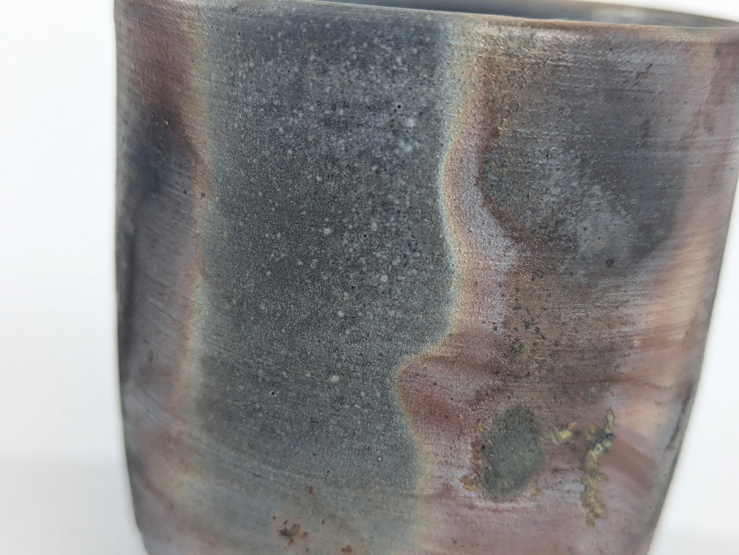 Japanese Bizen Ware Yunomi Tea Cup Pair Wood Fired Hidasuki Goma Ash Glaze Showa 3"H
