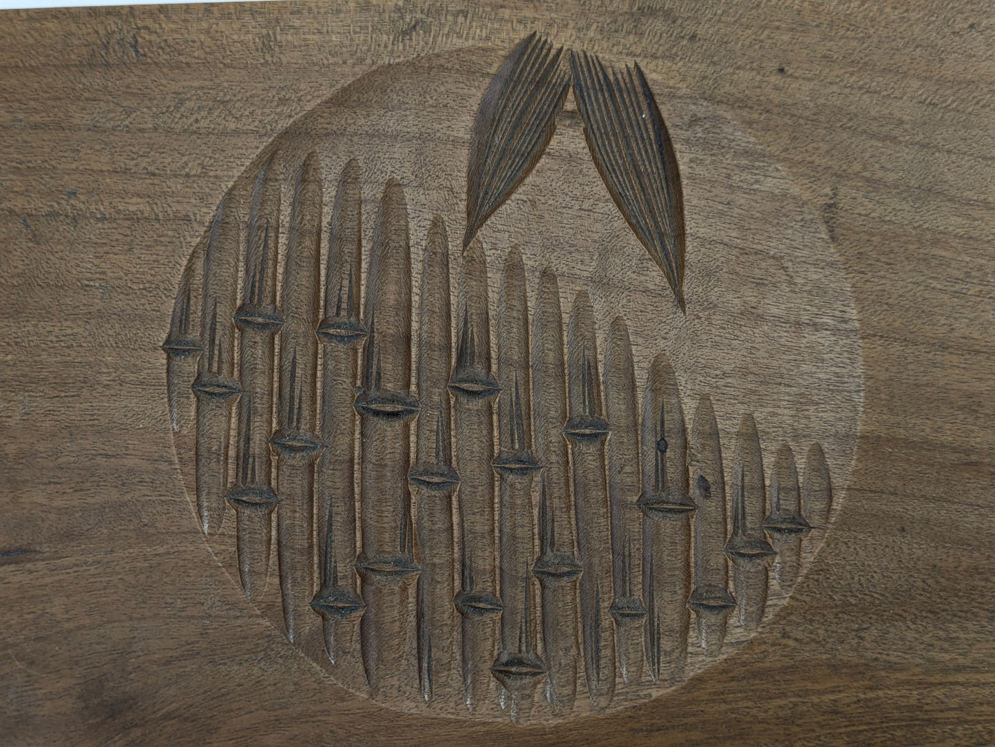 Antique Japanese Kashigata Confectionery Mold – Bamboo & Revers Plum Blossom Motifs – Meiji Era 7"